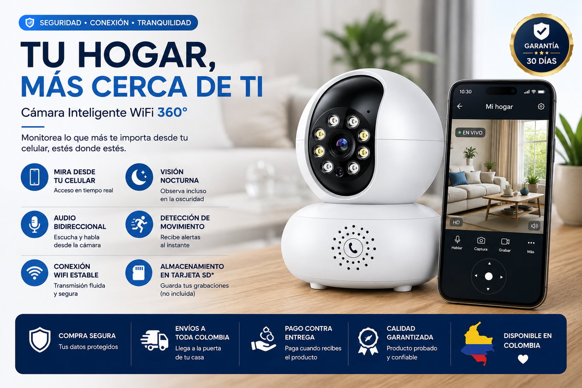 Cámara Inteligente WiFi 360° - Tu hogar más cerca de ti - características principales